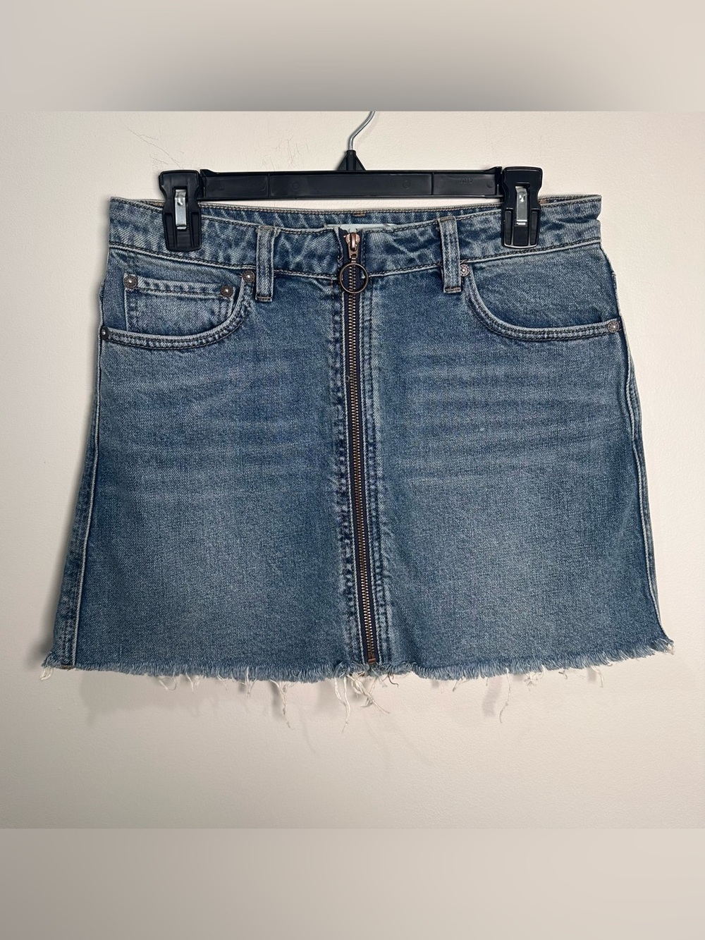 Free people Front-Zip Denim Mini Skirt